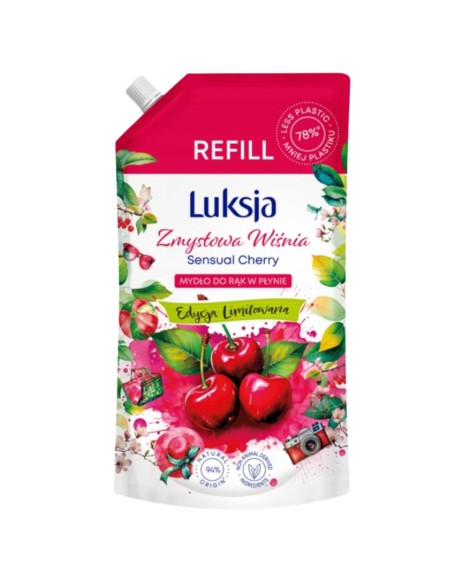 LUKSJA Mydło w płynie zapas ZMYSŁOWA WIŚNIA 900 ml