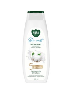 BISPOL AURA Kremowy żel pod prysznic MLECZKO BAWEŁNIANE I PROTEINY, 500 ml