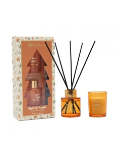 LA CASA DE LOS AROMAS X-MAS Zestaw patyczki zapachowe 50 ml + świeca 50 g JABŁKO CYNAMON