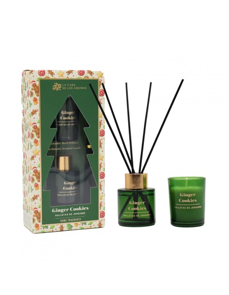 LA CASA DE LOS AROMAS X-MAS Zestaw patyczki zapachowe 50 ml + świeca 50 g PIERNIKOWE CIASTKA