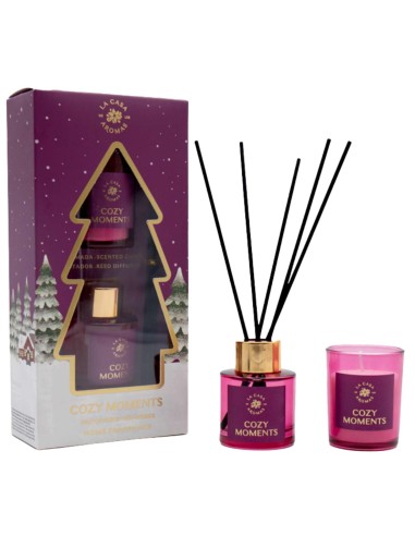 LA CASA DE LOS AROMAS X-MAS Zestaw świąteczny CZERWONE OWOCE patyczki zapachowe 50 ml + świeca 50 g