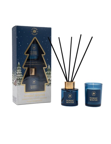 LA CASA DE LOS AROMAS X-MAS Zestaw świąteczny CYNAMON - ŚLIWKA patyczki zapachowe 50 ml + świeca 50 g