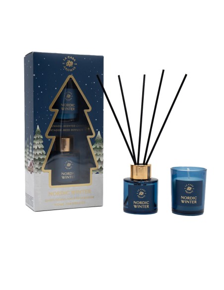 LA CASA DE LOS AROMAS X-MAS Zestaw świąteczny CYNAMON - ŚLIWKA patyczki zapachowe 50 ml + świeca 50 g