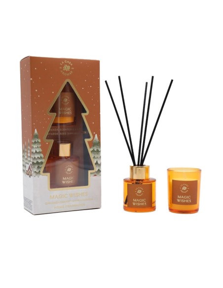 LA CASA DE LOS AROMAS X-MAS Zestaw świąteczny CYNAMON POMARAŃCZA patyczki zapachowe 50 ml + świeca 50 g