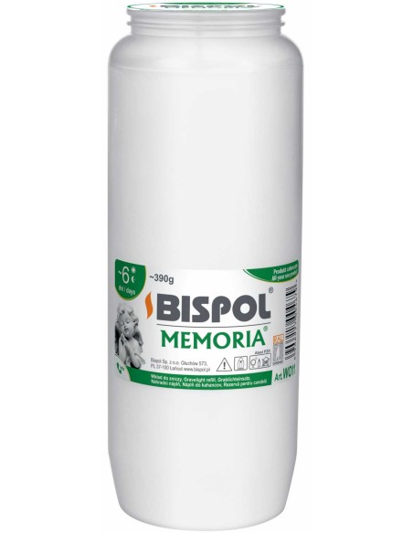 BISPOL MEMORIA Wkład do zniczy WO11, 6 dni, 390 g