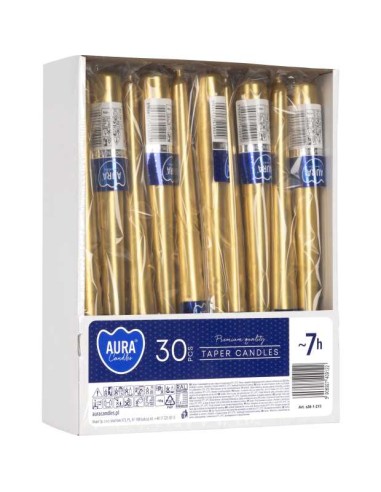 BISPOL AURA Świeca stożek S30-1-213 ZŁOTY METALIK, 1 szt