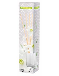 BISPOL Dyfuzor zapachowy z patyczkami BIAŁE KWIATY, 45 ml