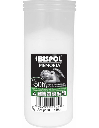 BISPOL Wkład do zniczy parafinowy P180 50 godzin, 180g