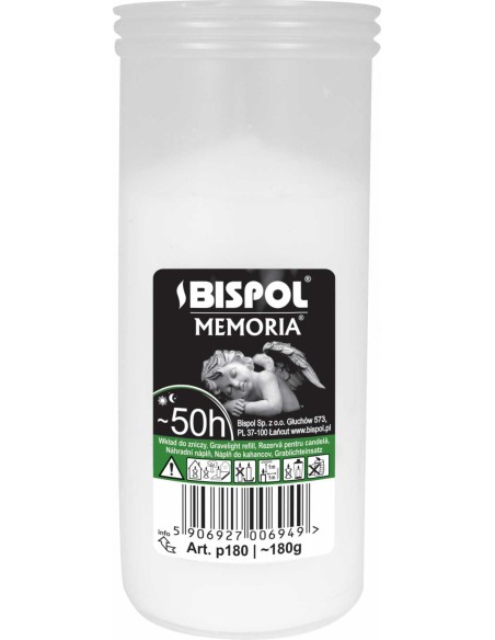 BISPOL Wkład do zniczy parafinowy P180 50 godzin, 180g