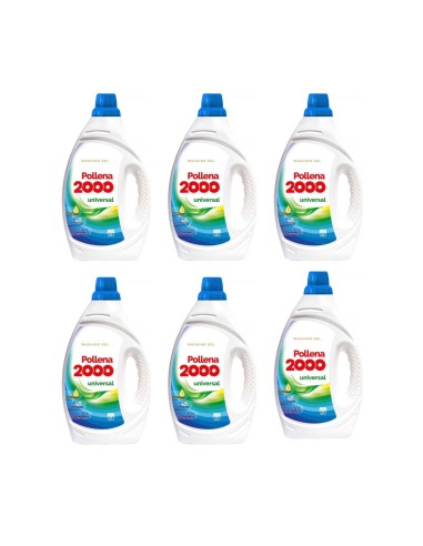 POLLENA 2000 Żel do prania UNIWERSALNY 57 prań, 2 l, pakiet 6 szt.